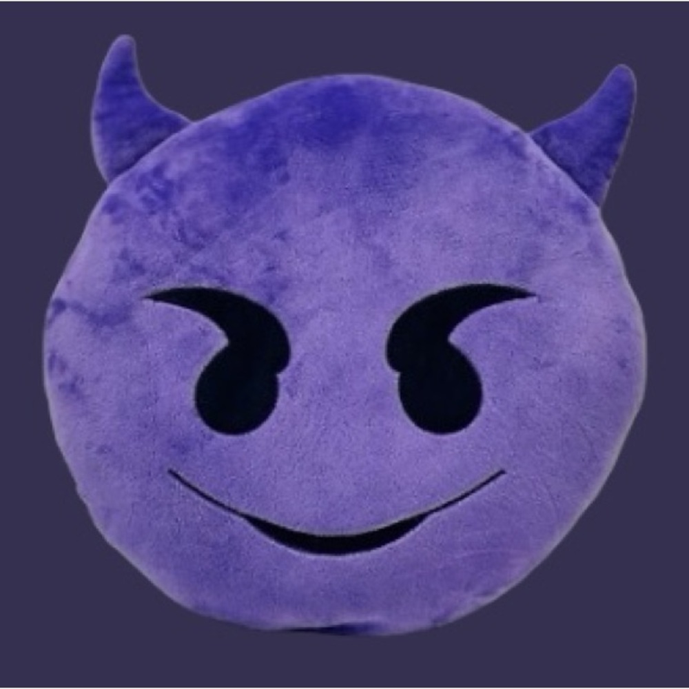 ✿ Devil Face Emoji Throw Pillow